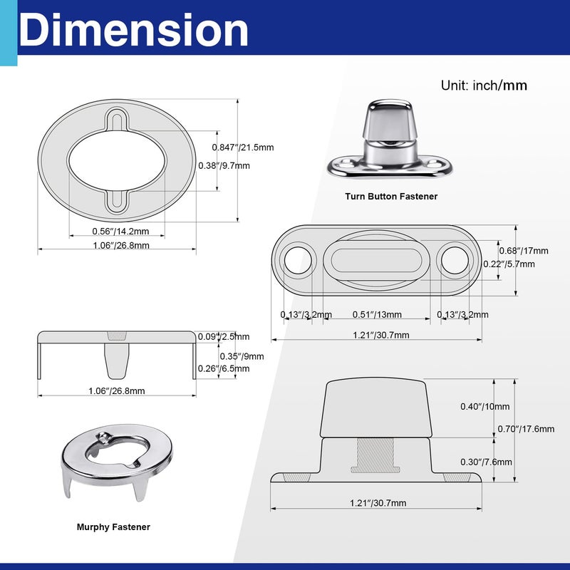 Usdrwam 10 Set Twist Lock Fasteners with Turn Button Fasteners Eyelet Screws for RVs Marine Boats Canvas Fastener Turn Buttons - Image 3